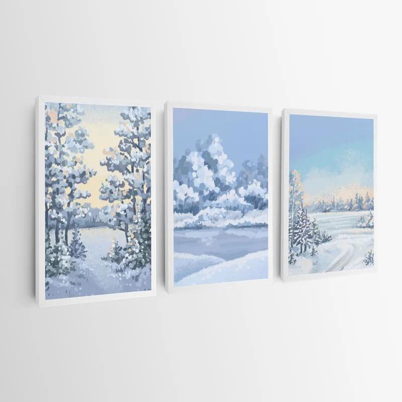 Mehrteiliges Leinwandbild Art Winter Set mockup 0