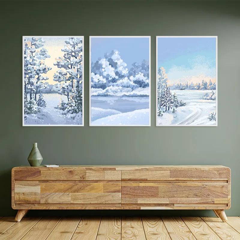 Mehrteiliges Leinwandbild Art Winter Set mockup 2
