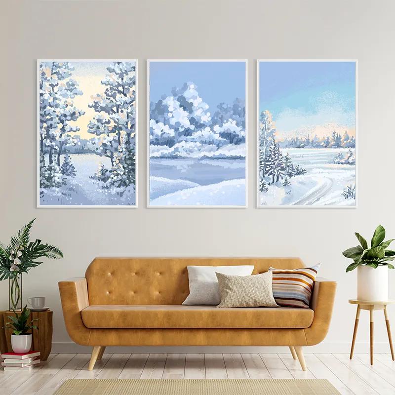 Mehrteiliges Leinwandbild Art Winter Set mockup 4