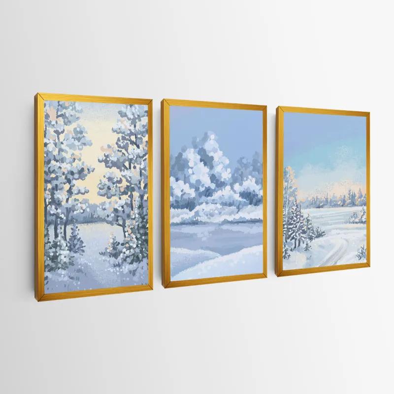 Mehrteiliges Leinwandbild Art Winter Set mockup 0