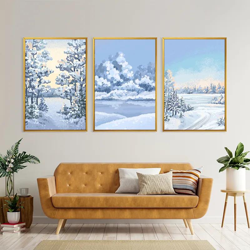Mehrteiliges Leinwandbild Art Winter Set mockup 4