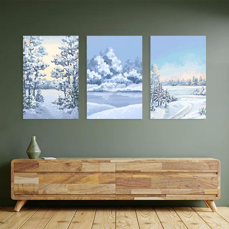 Mehrteiliges Leinwandbild Art Winter Set mockup 2