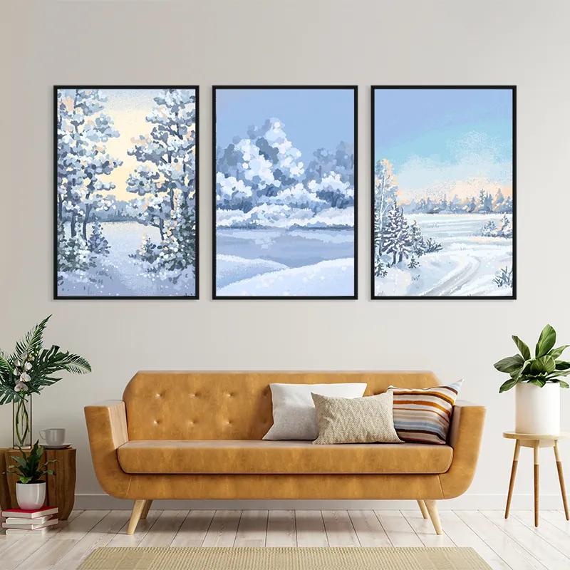 Mehrteiliges Leinwandbild Art Winter Set mockup 4