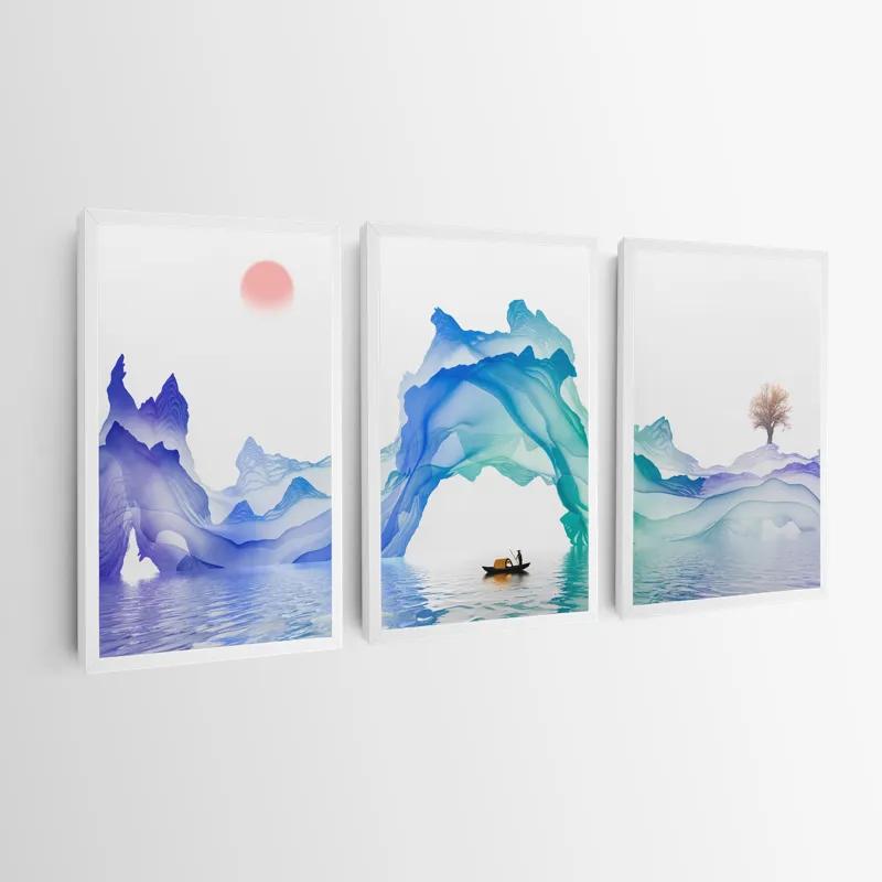 Mehrteiliges Leinwandbild Abstract Purple Lake mockup 0