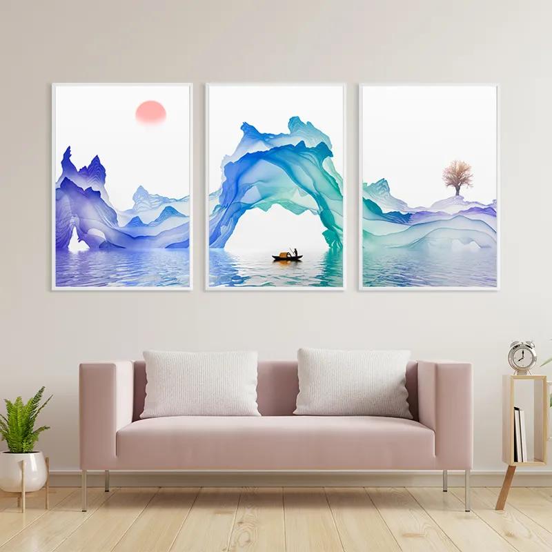 Mehrteiliges Leinwandbild Abstract Purple Lake mockup 3