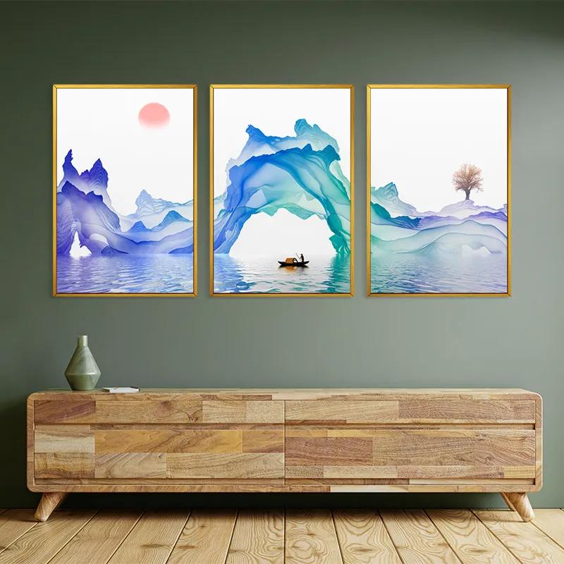 Mehrteiliges Leinwandbild Abstract Purple Lake mockup 2