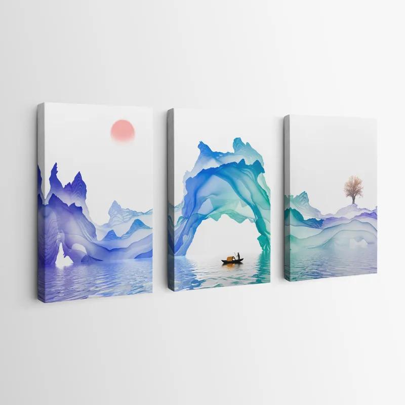 Mehrteiliges Leinwandbild Abstract Purple Lake mockup 0