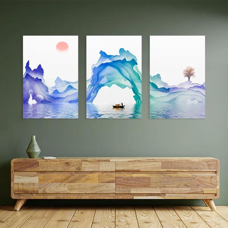 Mehrteiliges Leinwandbild Abstract Purple Lake mockup 2