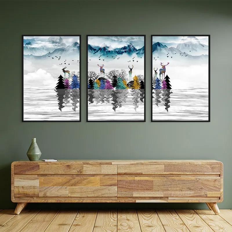 Mehrteiliges Leinwandbild Mountain Lake mockup 2