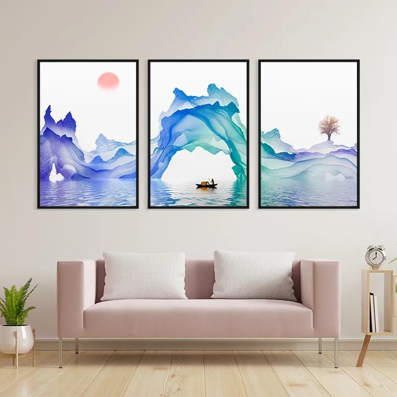 Mehrteiliges Leinwandbild Abstract Purple Lake mockup 3