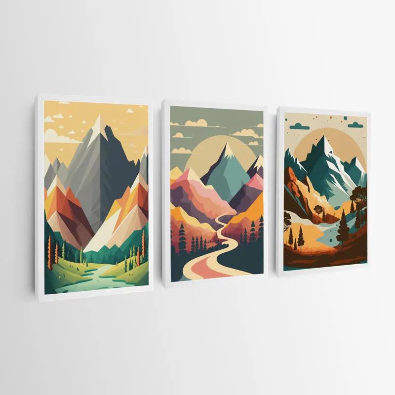 Mehrteiliges Leinwandbild Colorful Mountain Set mockup 0
