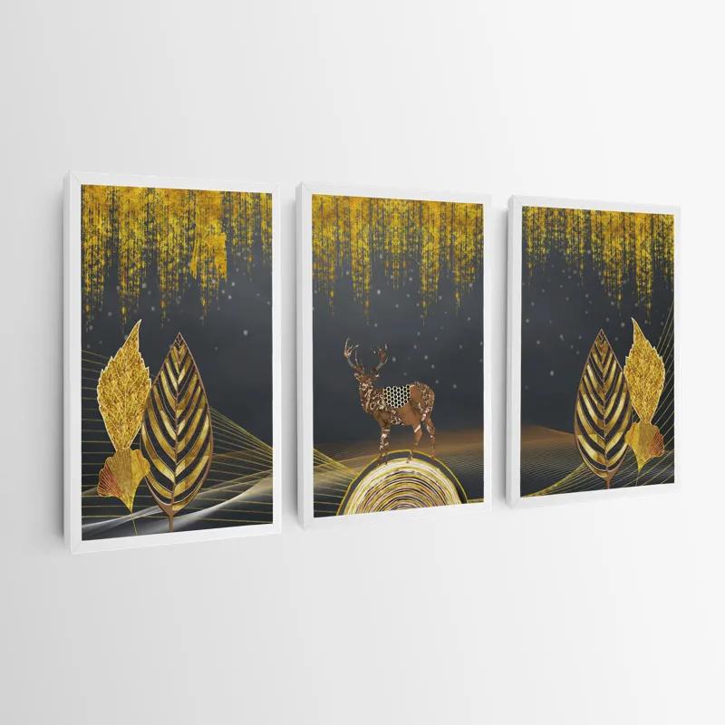 Mehrteiliges Leinwandbild Golden Deer mockup 0