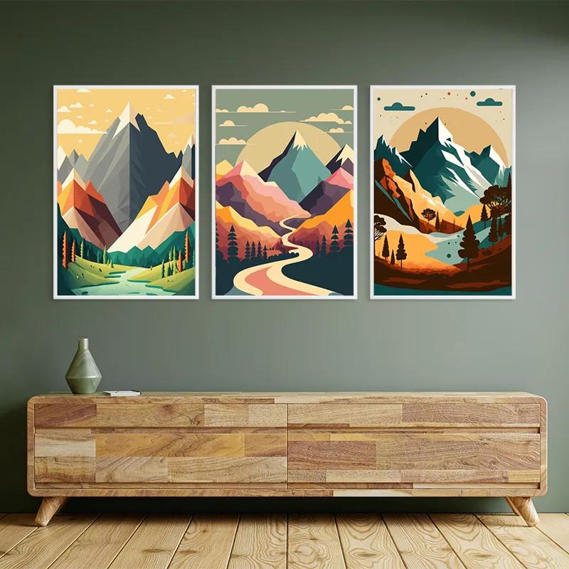 Mehrteiliges Leinwandbild Colorful Mountain Set mockup 2