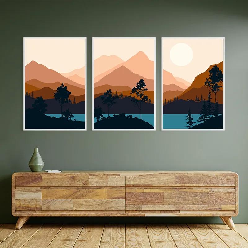 Mehrteiliges Leinwandbild Cream Moon Mountain mockup 2