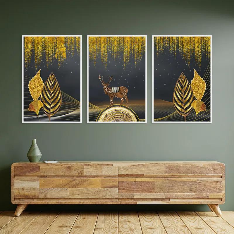 Mehrteiliges Leinwandbild Golden Deer mockup 2