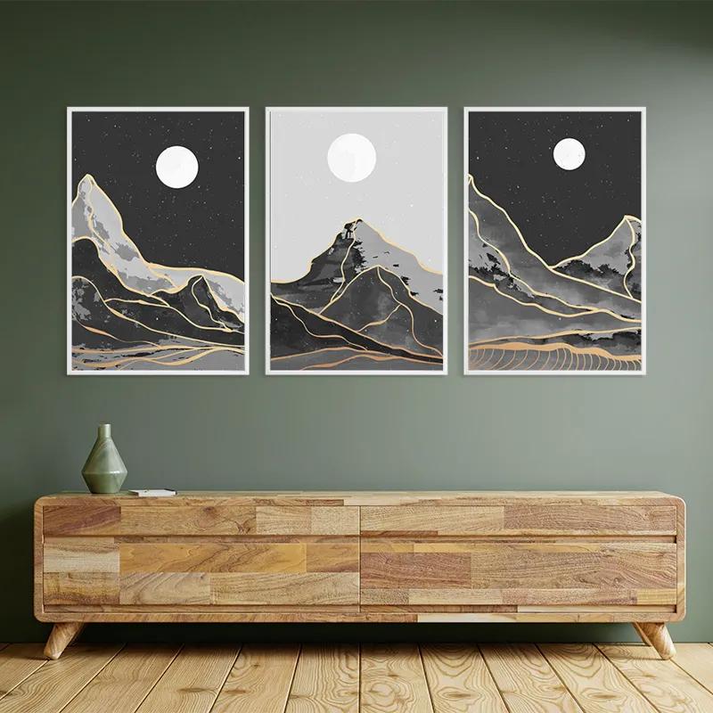 Mehrteiliges Leinwandbild Grey Moon Mountain mockup 2