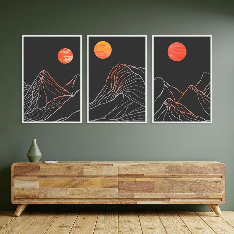 Mehrteiliges Leinwandbild Orange Moon Line mockup 2