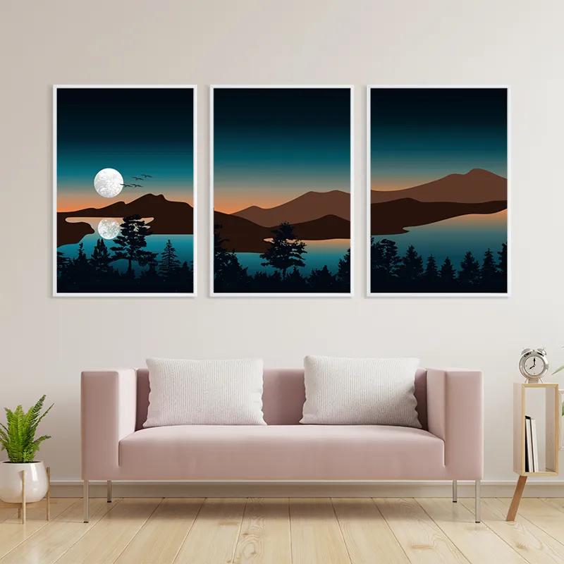 Mehrteiliges Leinwandbild Full Moon Mountain mockup 3