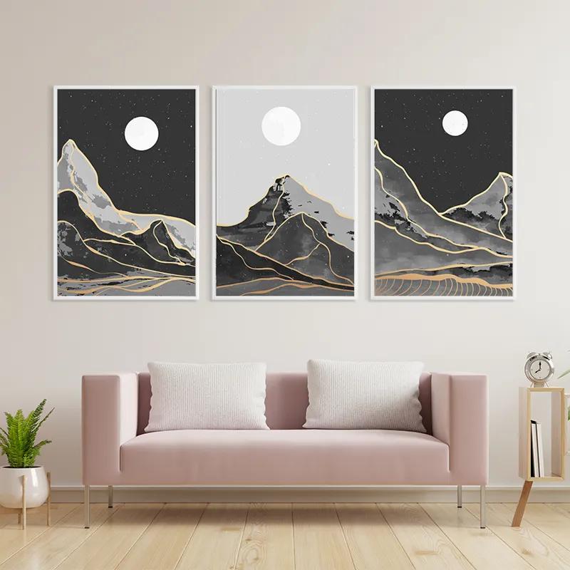 Mehrteiliges Leinwandbild Grey Moon Mountain mockup 3