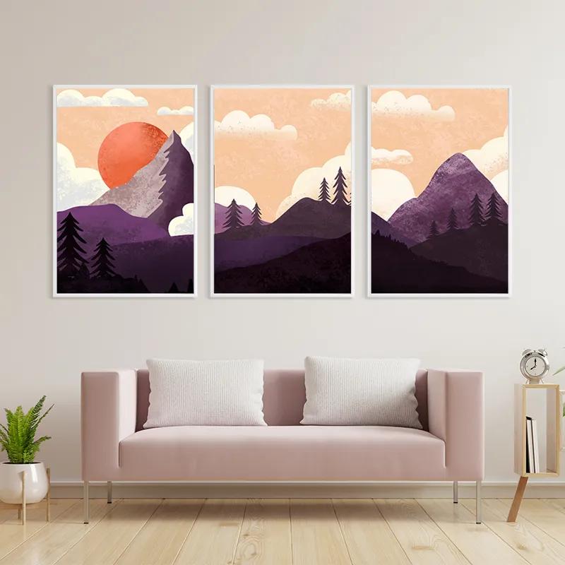 Mehrteiliges Leinwandbild Purple Mountain mockup 3