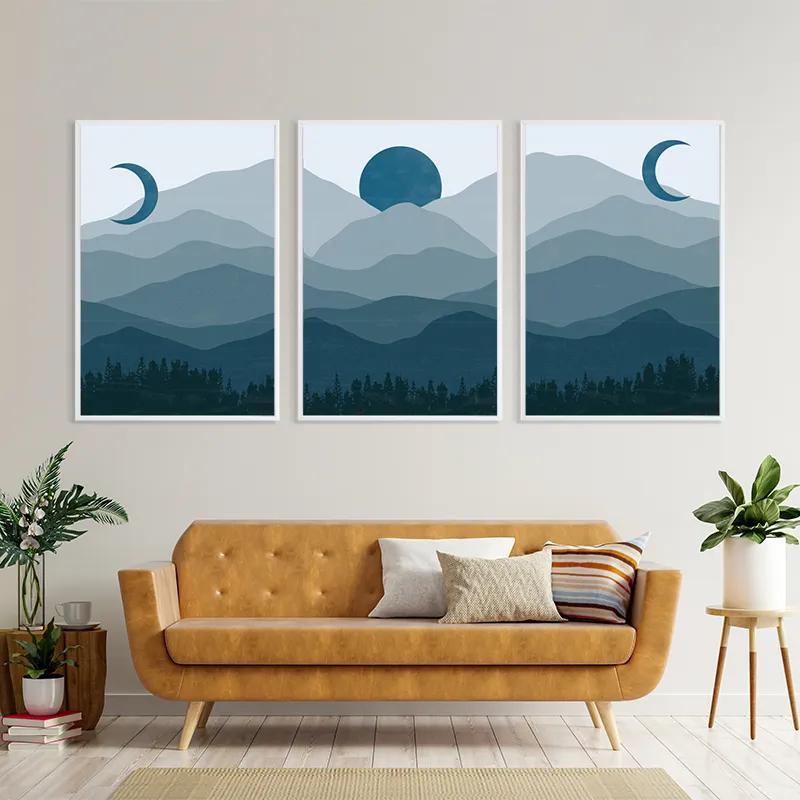 Mehrteiliges Leinwandbild Blue Sun Mountain mockup 4