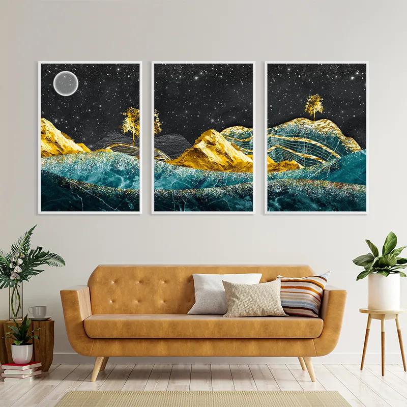 Mehrteiliges Leinwandbild Bluend Gold Mountains mockup 4