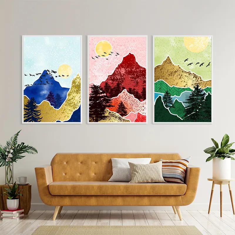 Mehrteiliges Leinwandbild Mountainirds Set mockup 4