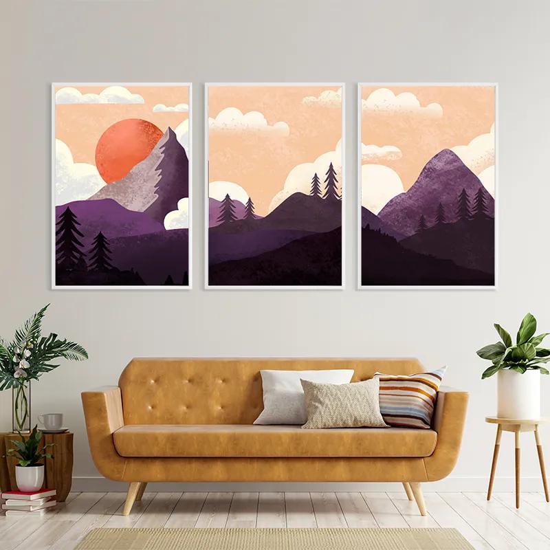 Mehrteiliges Leinwandbild Purple Mountain mockup 4