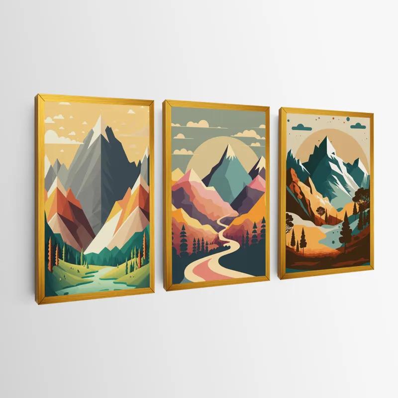 Mehrteiliges Leinwandbild Colorful Mountain Set mockup 0