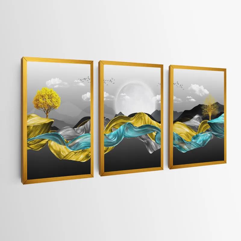 Mehrteiliges Leinwandbild Gold Mountain Waves mockup 0