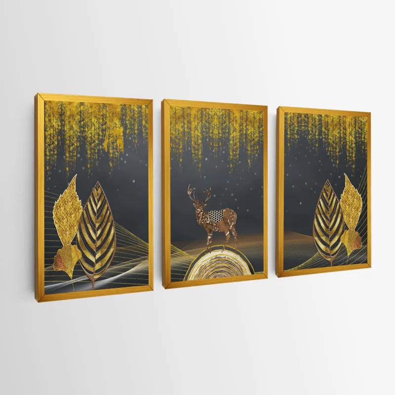 Mehrteiliges Leinwandbild Golden Deer mockup 0