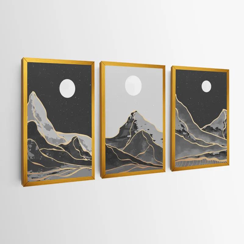 Mehrteiliges Leinwandbild Grey Moon Mountain mockup 0