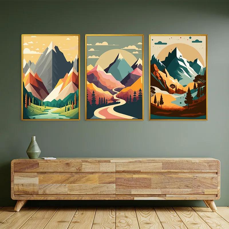 Mehrteiliges Leinwandbild Colorful Mountain Set mockup 2