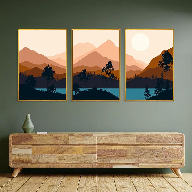 Mehrteiliges Leinwandbild Cream Moon Mountain mockup 2