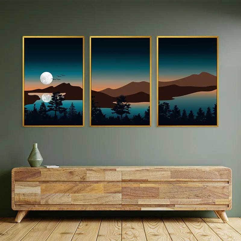 Mehrteiliges Leinwandbild Full Moon Mountain mockup 2