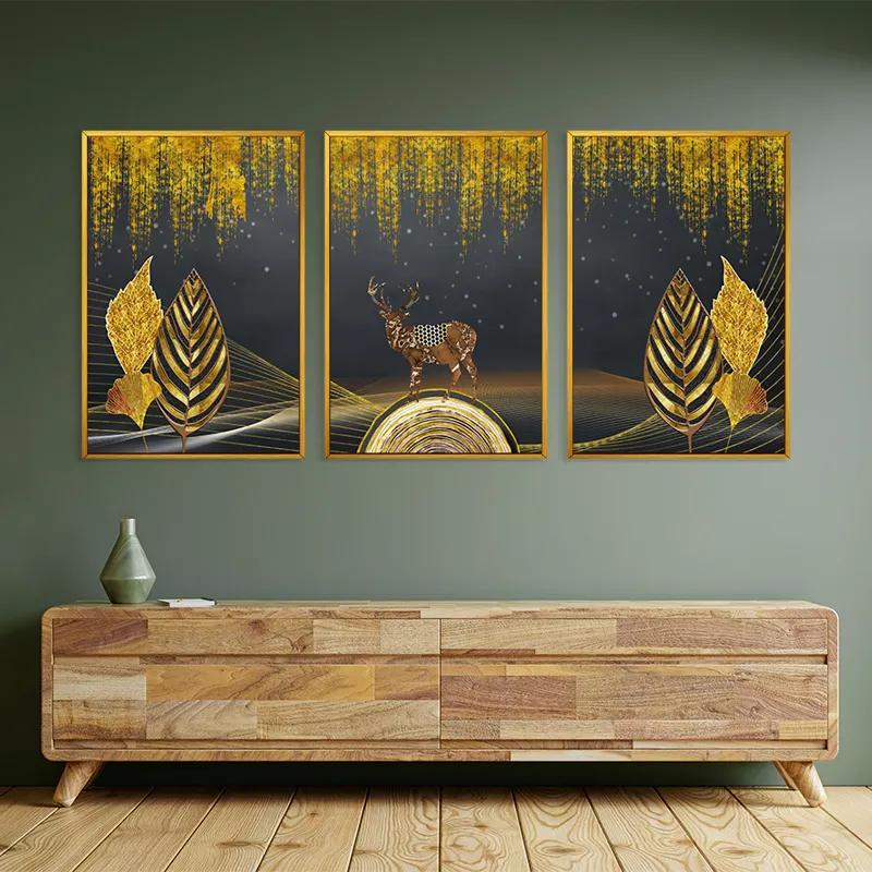 Mehrteiliges Leinwandbild Golden Deer mockup 2