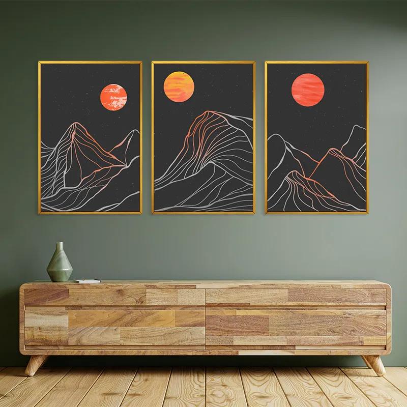 Mehrteiliges Leinwandbild Orange Moon Line mockup 2