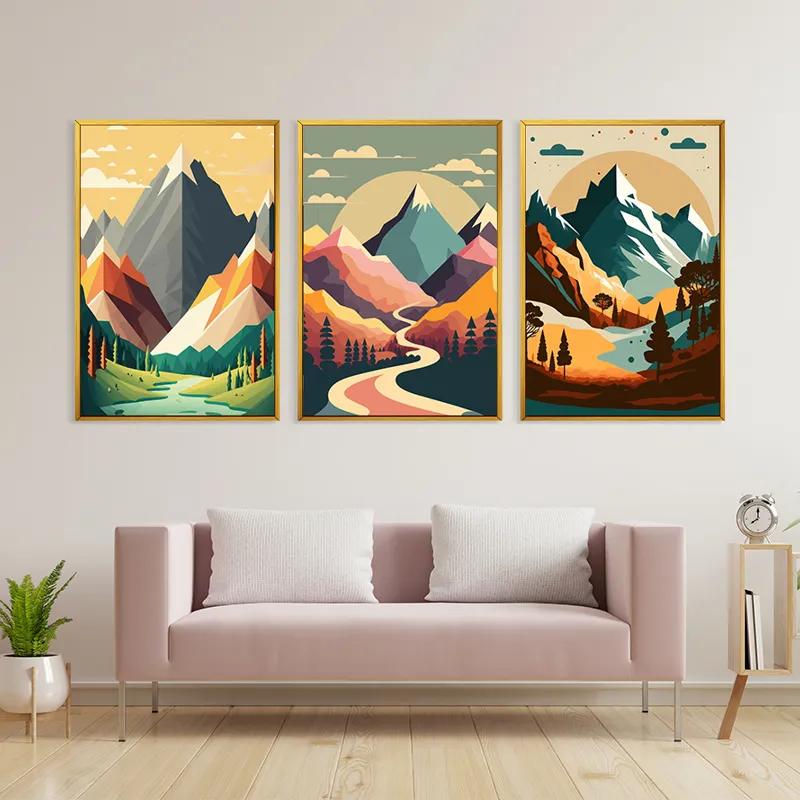 Mehrteiliges Leinwandbild Colorful Mountain Set mockup 3