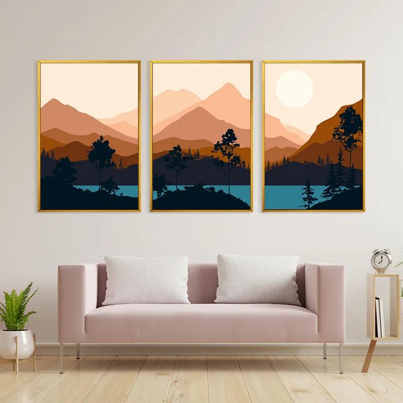 Mehrteiliges Leinwandbild Cream Moon Mountain mockup 3