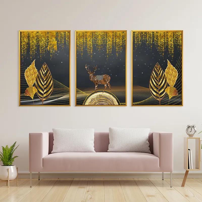 Mehrteiliges Leinwandbild Golden Deer mockup 3