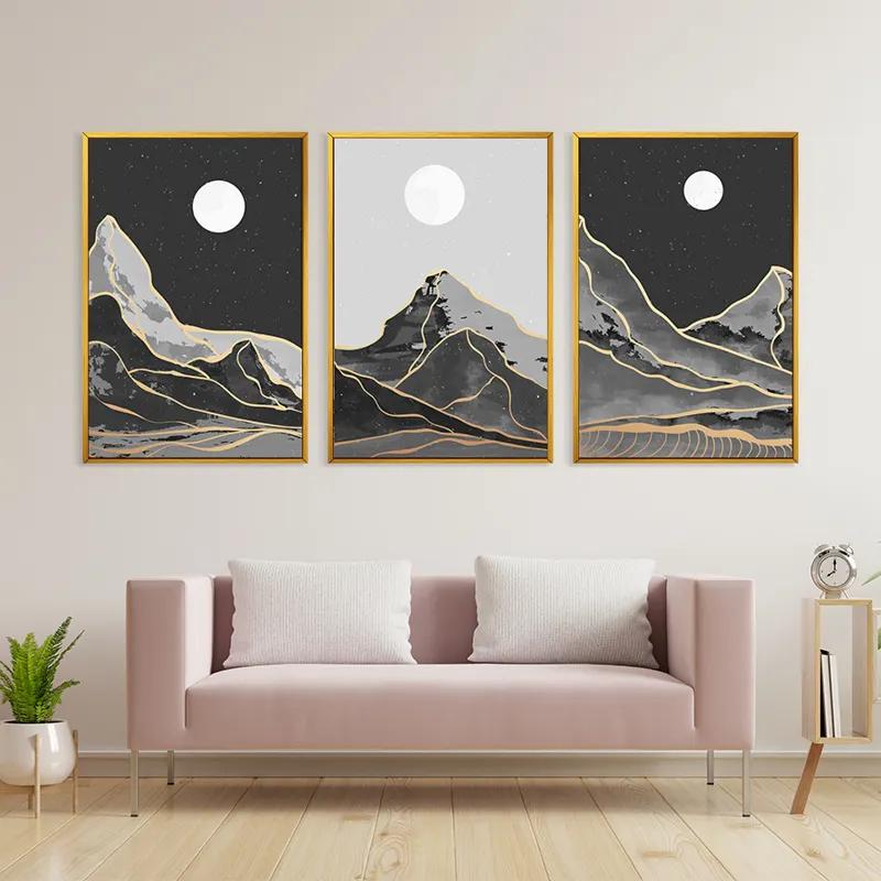 Mehrteiliges Leinwandbild Grey Moon Mountain mockup 3