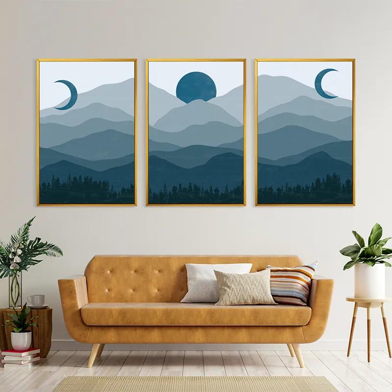 Mehrteiliges Leinwandbild Blue Sun Mountain mockup 4
