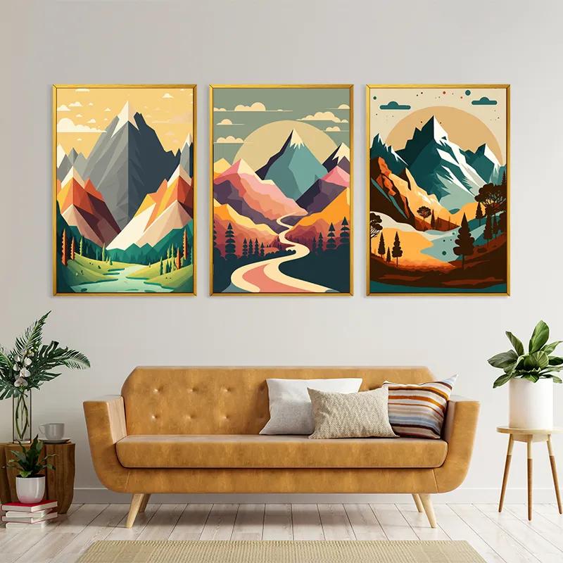 Mehrteiliges Leinwandbild Colorful Mountain Set mockup 4