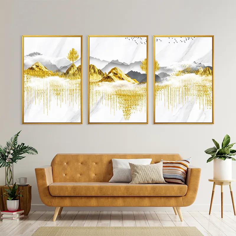 Mehrteiliges Leinwandbild Golden White Mountains mockup 4