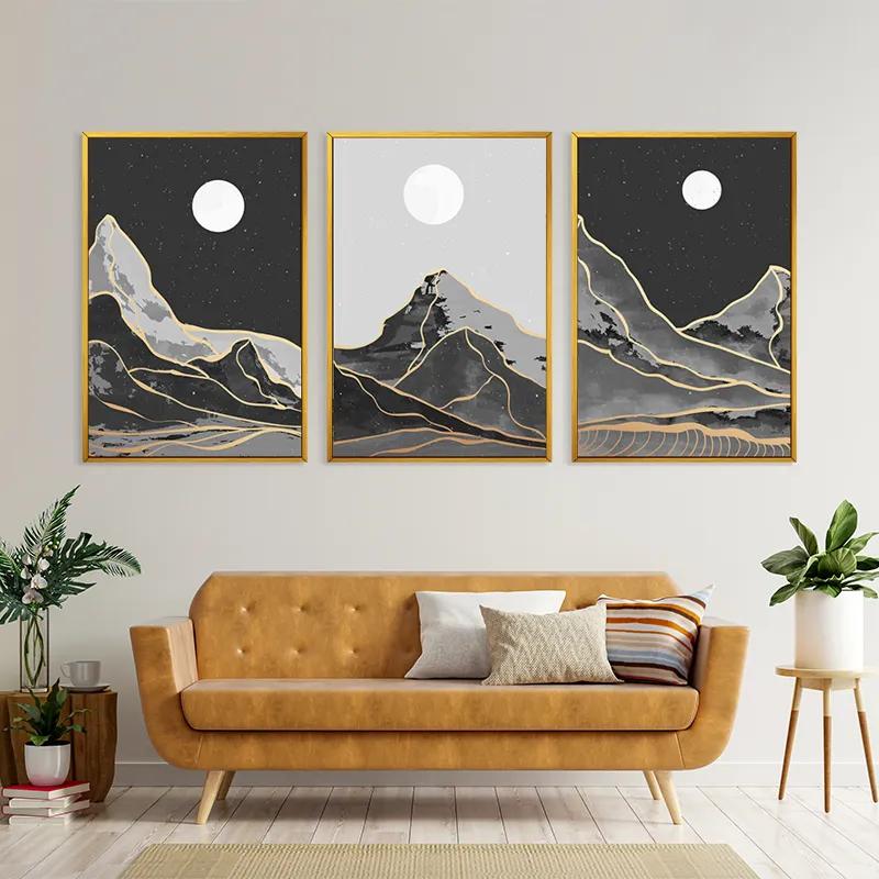 Mehrteiliges Leinwandbild Grey Moon Mountain mockup 4