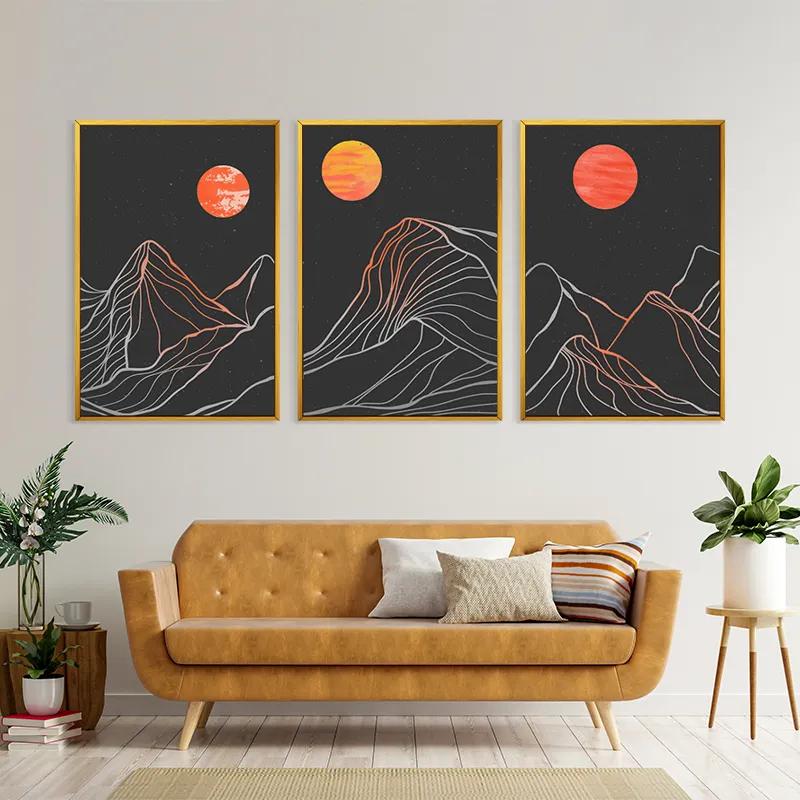 Mehrteiliges Leinwandbild Orange Moon Line mockup 4