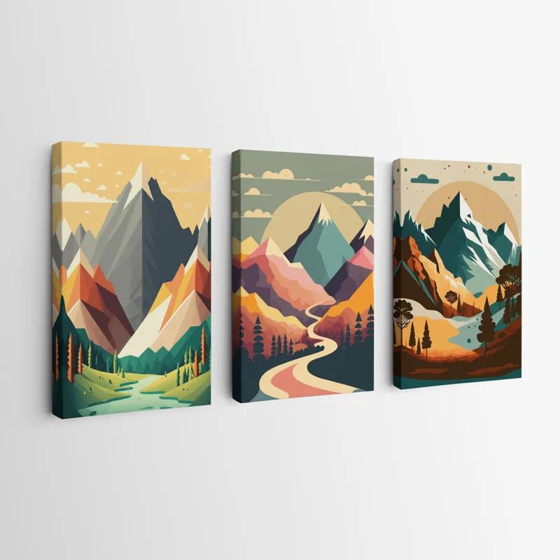 Mehrteiliges Leinwandbild Colorful Mountain Set mockup 0