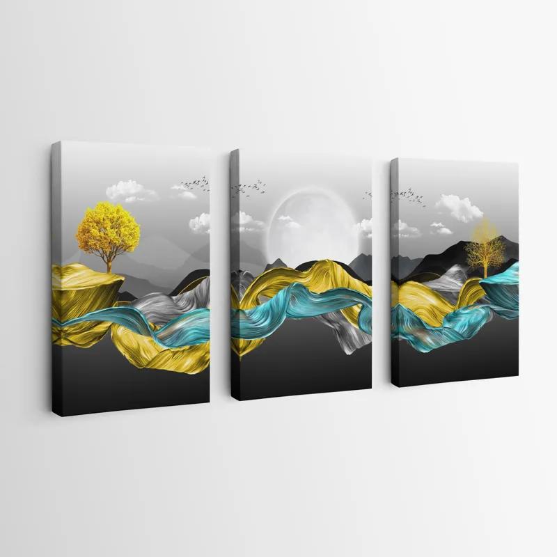 Mehrteiliges Leinwandbild Gold Mountain Waves mockup 0