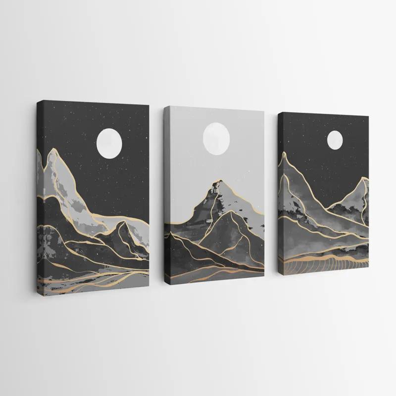 Mehrteiliges Leinwandbild Grey Moon Mountain mockup 0