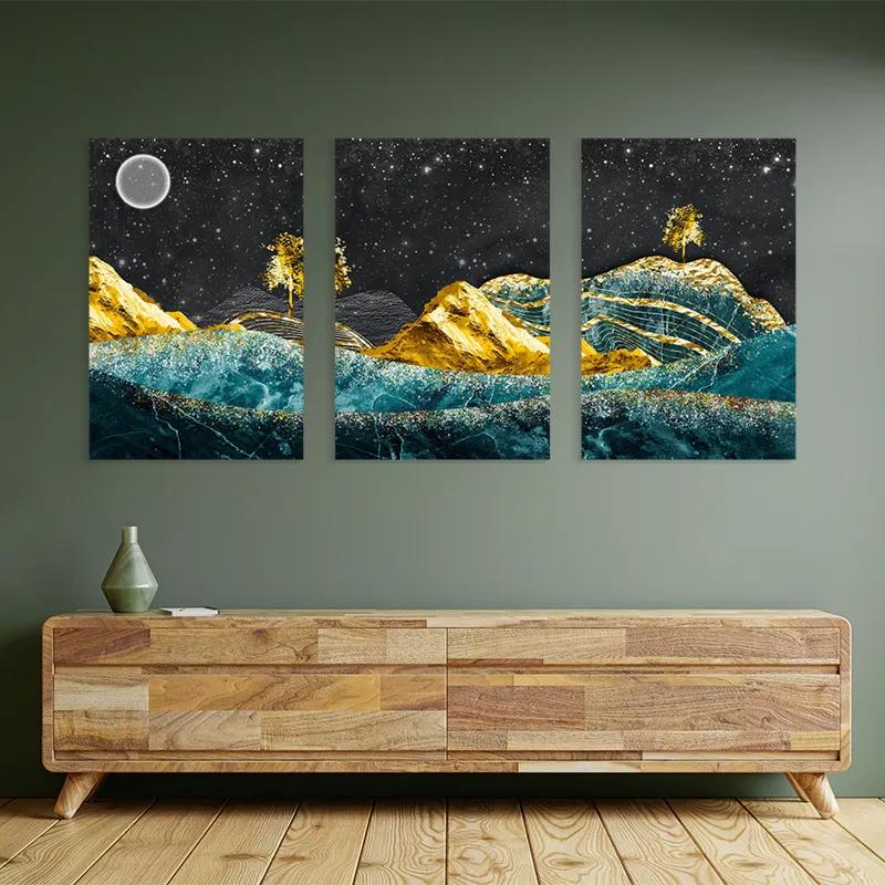 Mehrteiliges Leinwandbild Bluend Gold Mountains mockup 2